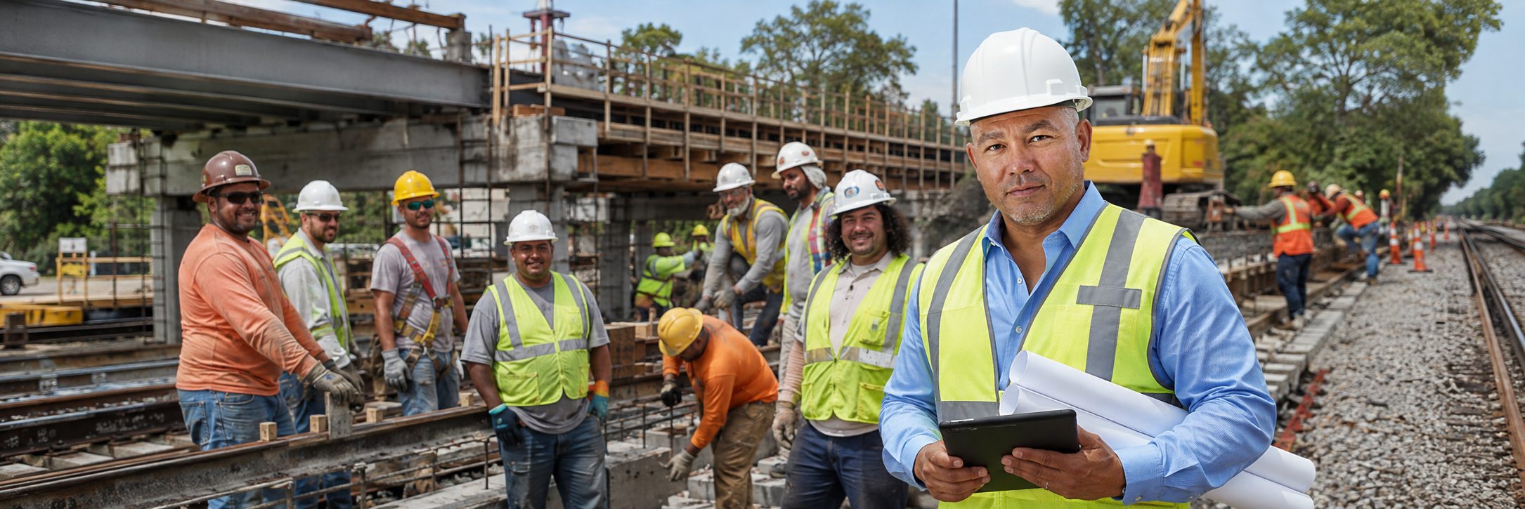 Construction framing crew of day laborers building a residential wood-frame structure
