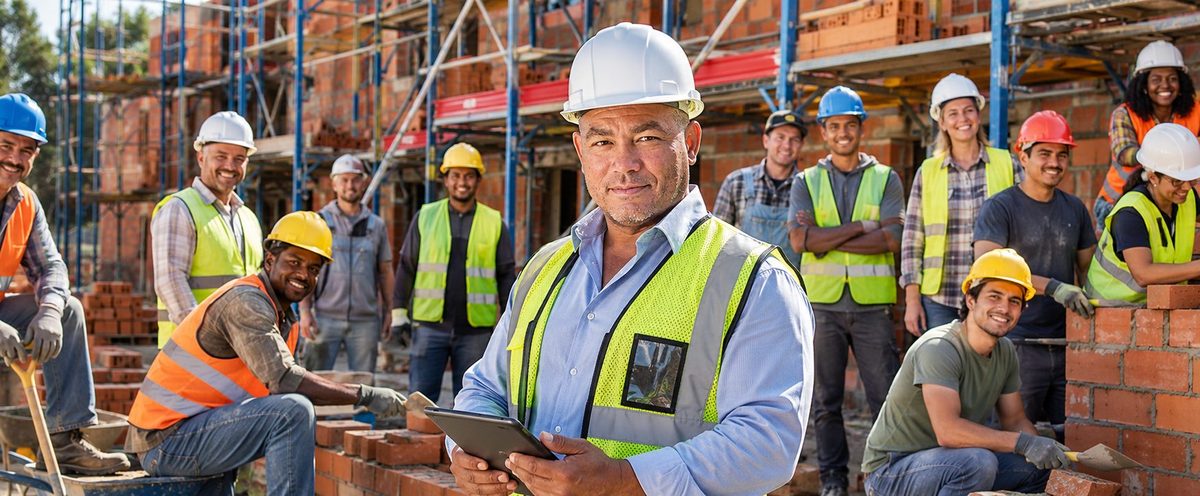 Community of construction workers on a job site